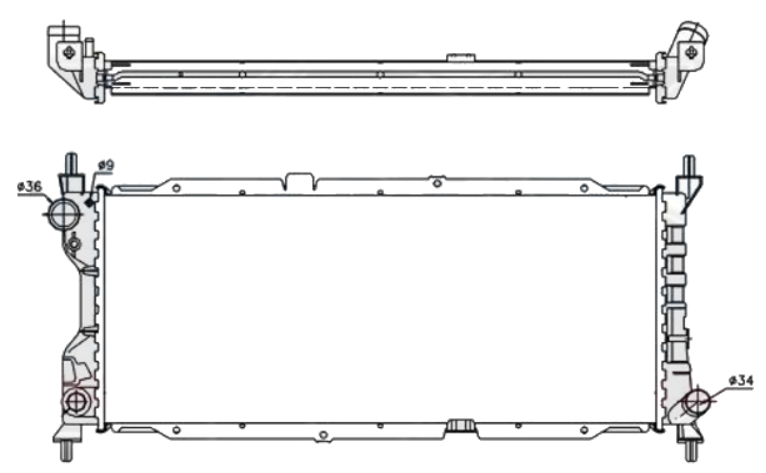 Радіатор охолодження двигуна Opel Combo 93-00 AVA МКПП; 649X270X40; (1.7 D/1.5 D/1.5 TD), фото 1