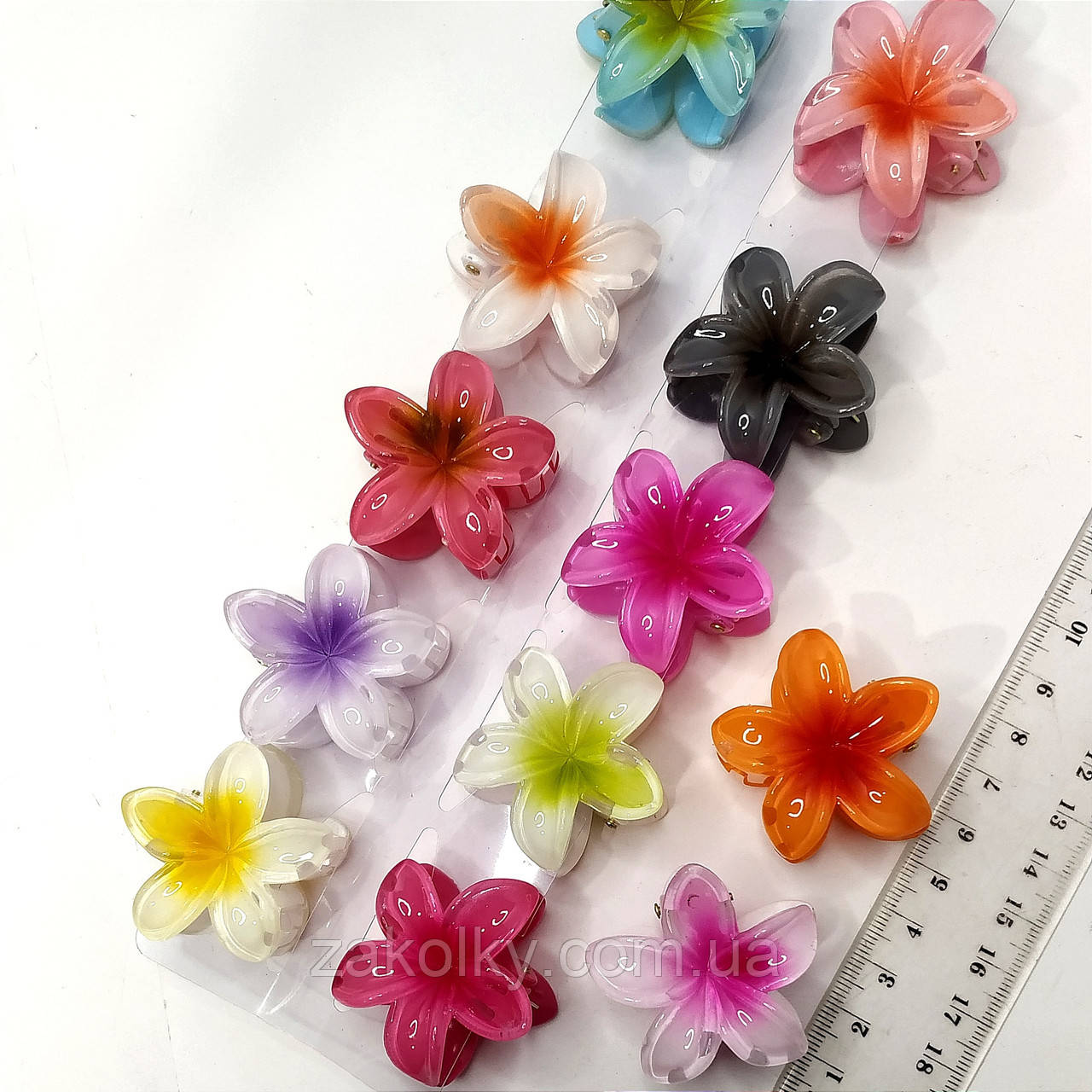 Шпилька краб для волосся "Магнолія омбре". 6см