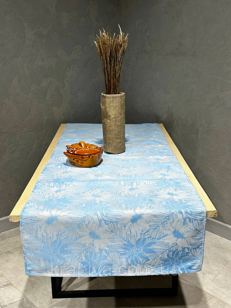 Доріжка-ранок для стола Бавовна інтер'єрна Соняхи гобелен вишита, натуральна декоративна скатертина на стіл, фото 1