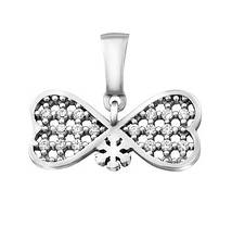 Срібна підвіска Бантик і Сніжинка, кулон з фіанітами, прикраса Swarovski, кулон сніжинка