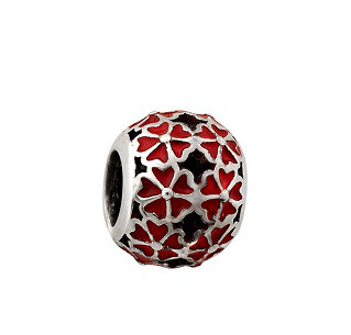 Підвіс срібна куля Квіти з кольоровою емаллю LOVE-SHOP