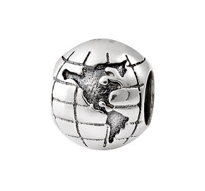 Срібна підвіса куля на браслет Глобус LOVE-SHOP