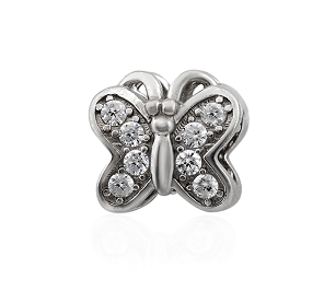 Підвіс срібний із білими каменями у формі Метелика LOVE-SHOP