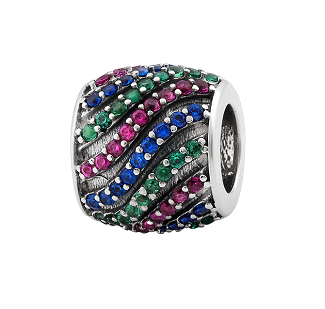 Підвіс срібна куля з фіанітами різного кольору LOVE-SHOP