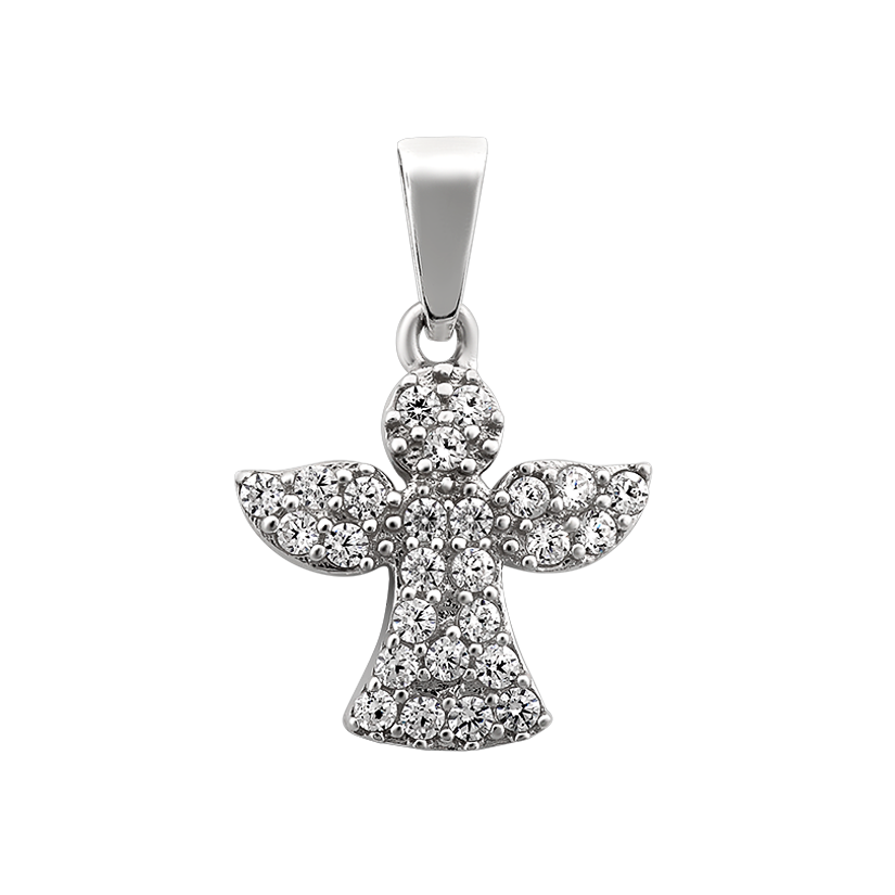 Срібний амулет янгол, підвіска з фіанітами, срібний талісман у вигляді янголятка