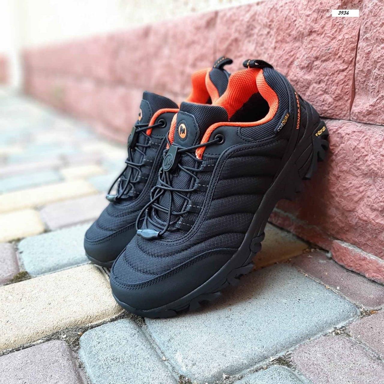 Термо кросівки Merrell Vibram Cordura Black Orange Чорні Меррелл водонепроникна тканина нубук термо еврозима унісекс