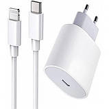 Комплект швидкого заряджання для Apple iPhone/iPad, Блок живлення USB-C 20 W Fast Charger (Type-C), Кабель USB-C to, фото 4