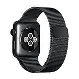 Чорний ремінець для Apple Watch 42 mm/44 mm міланська петля black, фото 3
