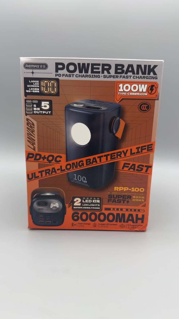 Power bank REMAX Gutitan Series 100W+22.5W PD+QC Outdoor with Light 60000mAh RPP-100