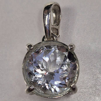 Кулон срібний жіночий з природним каменем прозорим топазом Підвіска ручної роботи