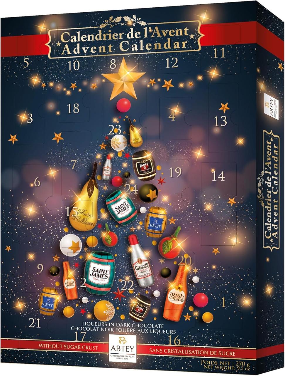 Адвент-календар темний шоколад з лікером Abtey Chocolatier Magic of Christmas Advent Calendar 270 г