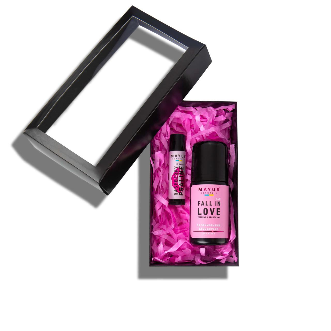 Подарунковий набір для тіла та губ, "Кохання та малина", ТМ Мayur №90