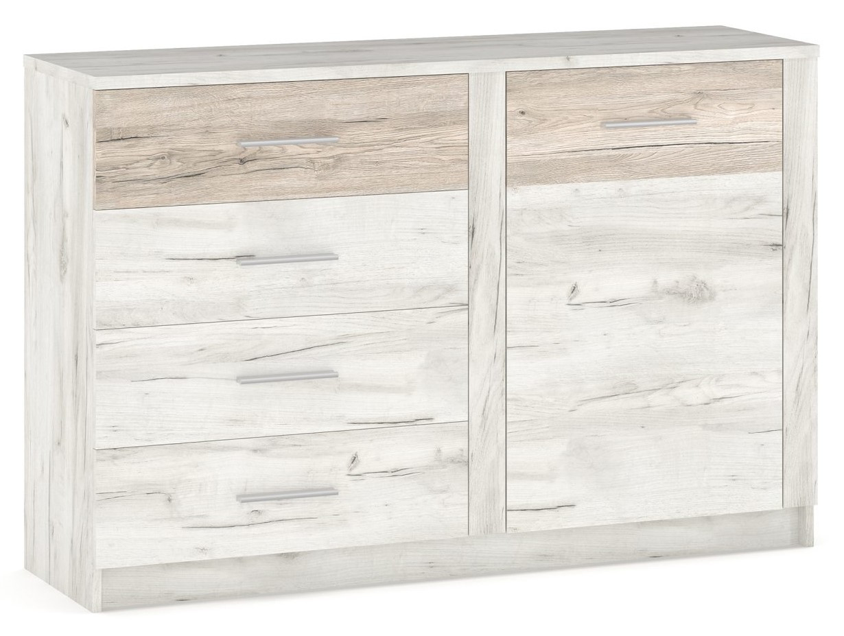 Великий Комод 1Д4Ш/1378 Кім Меблі сервіс Дуб крафт білий, Сан-рено (137.8х40.1х91.2 см), фото 1