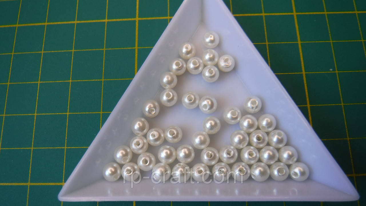 Намистина пластикова, під перли, 5 мм, куля, молочна, фото 1