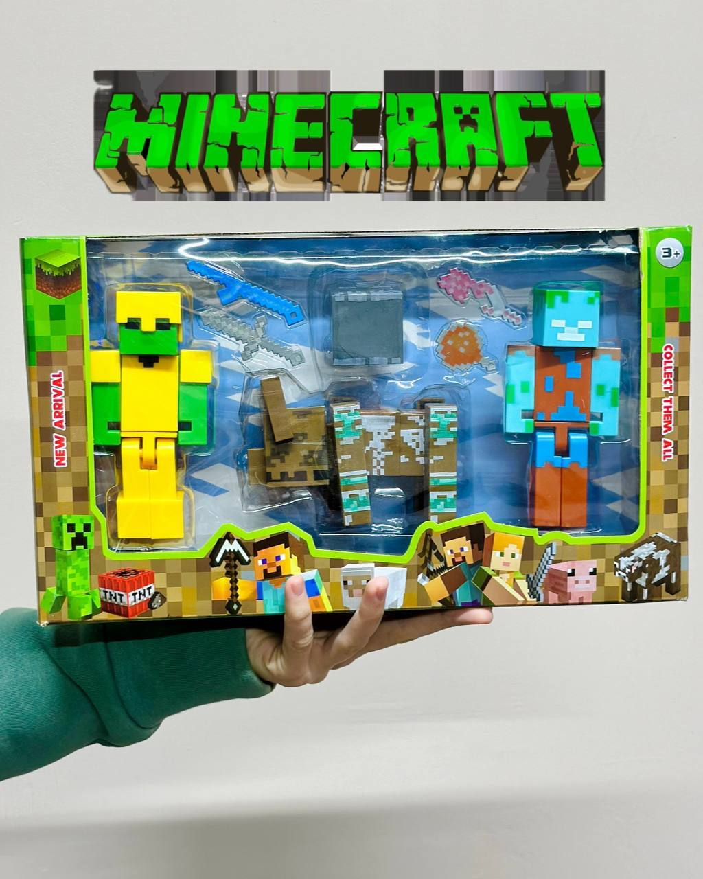 Дитячий ігровий набір Minecraft 48122-2 Майнкрафт герої з песиком і ігровим кубом, фото 1