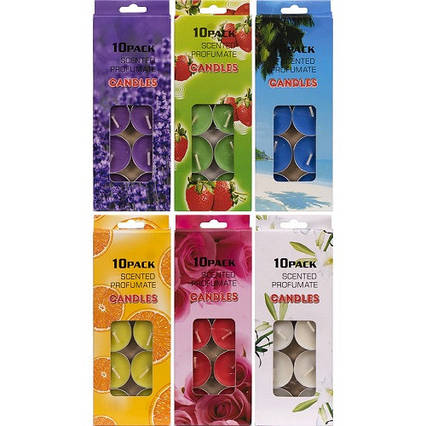 Свічки ароматичні чайні ⌀35мм, висота 8мм (10шт), ассорт