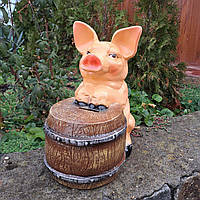 Декоративна скарбничка Свиня велика (33х29х19 см), срібна, скарбничка для грошей у вигляді свинки