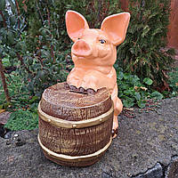 Декоративна скарбничка Свиня велика (33х29х19 см), золота, скарбничка для грошей у вигляді свинки