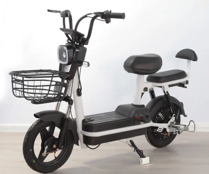 Електроскутер с корзиною (48V 350W 20Ah)BLACK+  WHITE