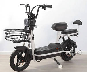 Електроскутер с корзиною (48V 350W 20Ah)BLACK+ WHITE, фото 1