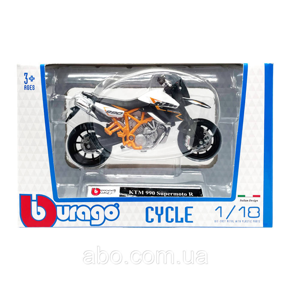 Дитяча модель Мотоцикла "KTM 990" Bburago 18-51030-18 масштаб 1:18, фото 1