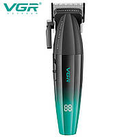 Акумуляторна машинка для стрижки (clipper) VGR V-003, 6 насадок, TURBO режим 9000 RPM, керамічне лезо, LED display