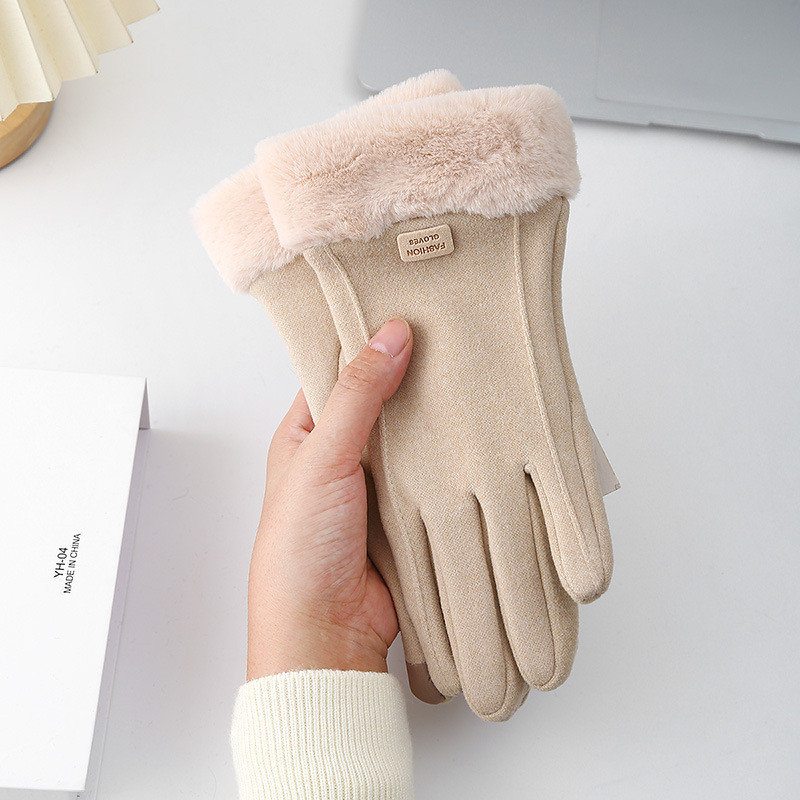 Жіночі вовняні рукавички Fashion Gloves. Бежеві