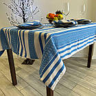Скатертина лляна "Український орнамент" синя (Під замовлення, або стандартний розмір), фото 9