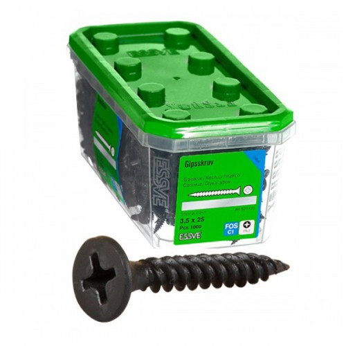 Саморізи ESSVE для гіпсокартону по металу 3,5*25, фосфат. PH2 (1000 шт/уп)