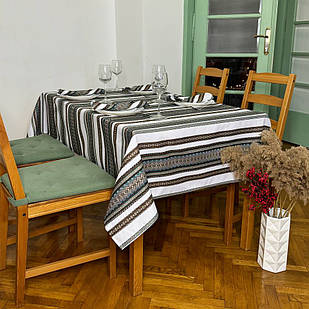 Скатертина лляна "Український орнамент" ЕТНО №3 (Під замовлення, або стандартний розмір)