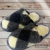 Тапочки из овчины РОМБ 36-46 / женские и мужские домашние тапки, тапочки , всувки KJU+
