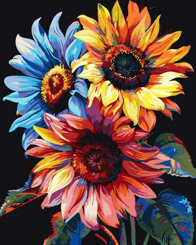 Малюнок по цифрам Кольорові соняшники (NIK-N859) 40 х 50 см, фото 1