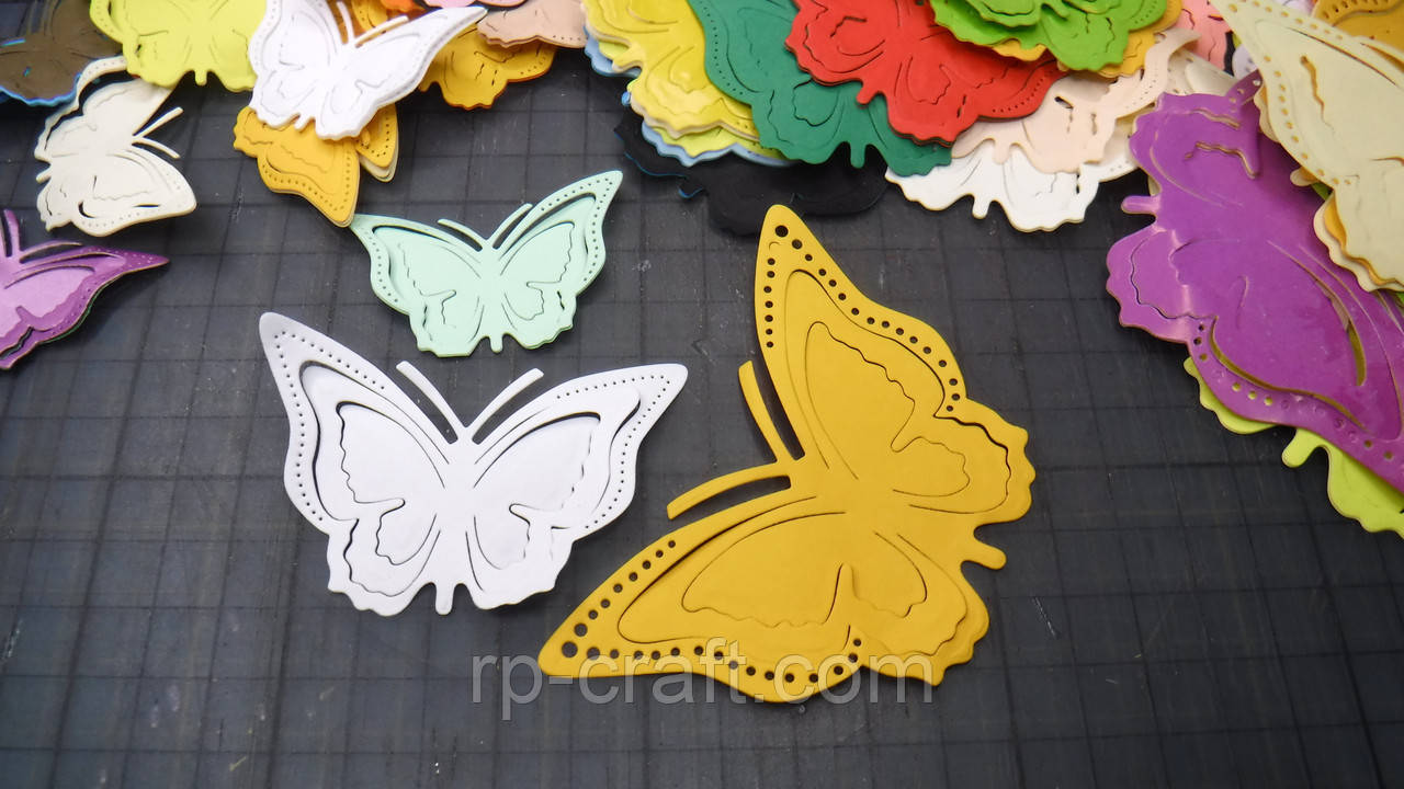 Набір вирубок з паперу, 15 штук. Метелики, від 32х48 мм, фото 1