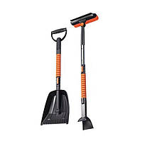 Набір автомобільний для уборки снігу 3 в 1 лопата, скребок, щітка Чорно-помаранчевий