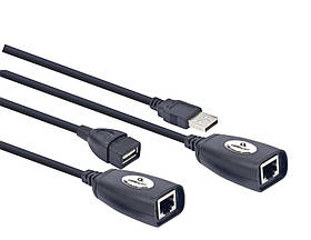 Подовжувач USB1.1 по витій парі, до 30 м, чорний Cablexpert UAE-30M - MegaLavka