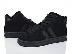 Чоловічі зимові замшеві чорні кросівки на хутрі