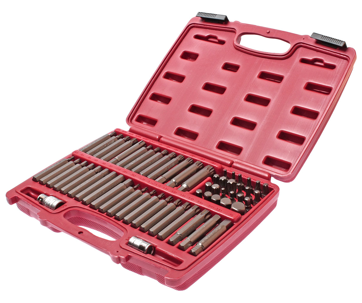 Набір біт 1/2"&3/8" 6-ти гранних HEX, TORX, SPLINE, RIBE + 2 тримачі (кейс) 58 предметів JTC