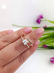 Подвійне кільце з квадратним каменем розмір 17,18,19