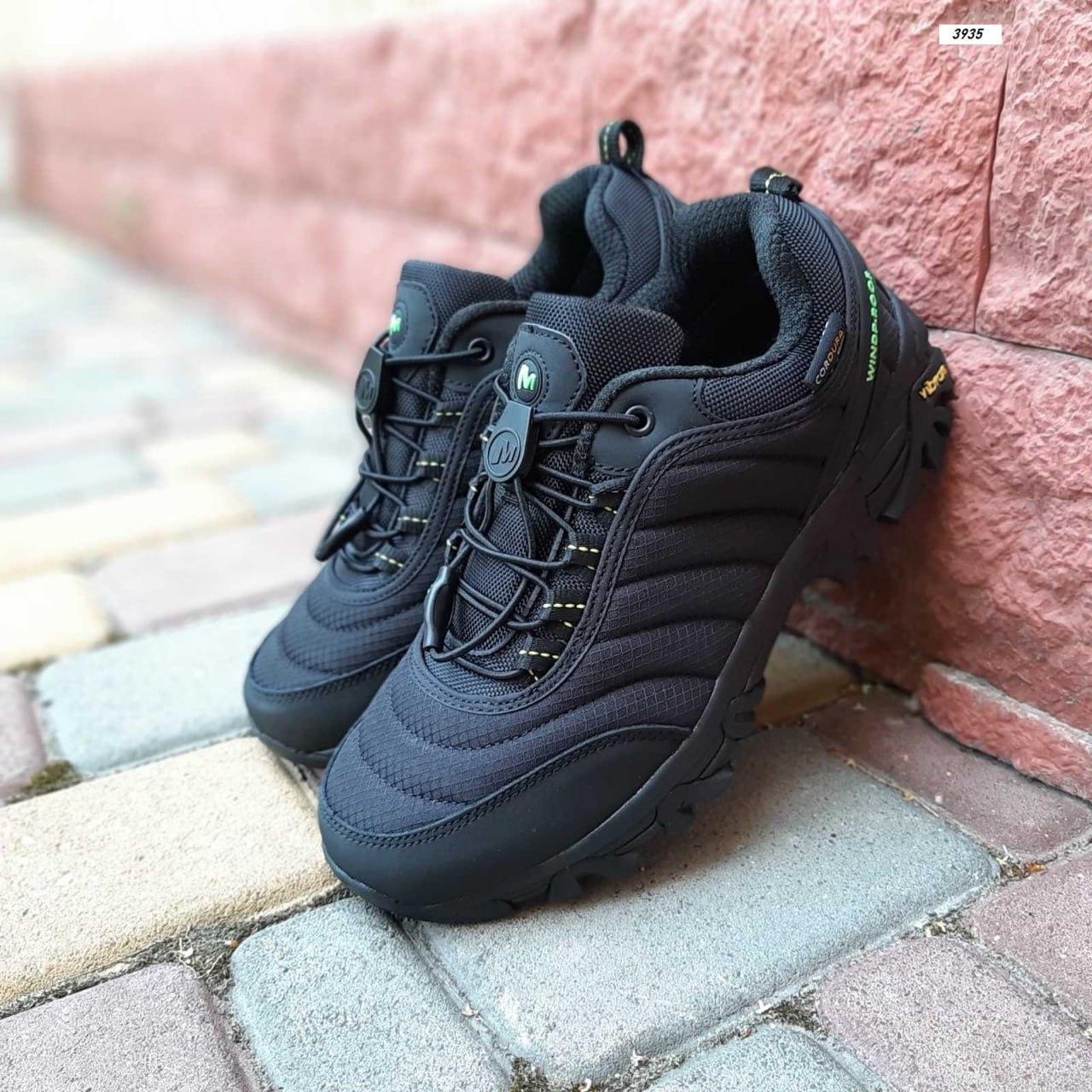Термо кросівки Merrell Vibram Cordura Black Light Green Чорні Меррелл водонепроникна тканина нубук термо еврозима унісекс