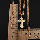 Позолочена срібна цепочка з хрестиком. Срібний хрестик з ланцюжком бісмарк позолота 585. 50 см, фото 4