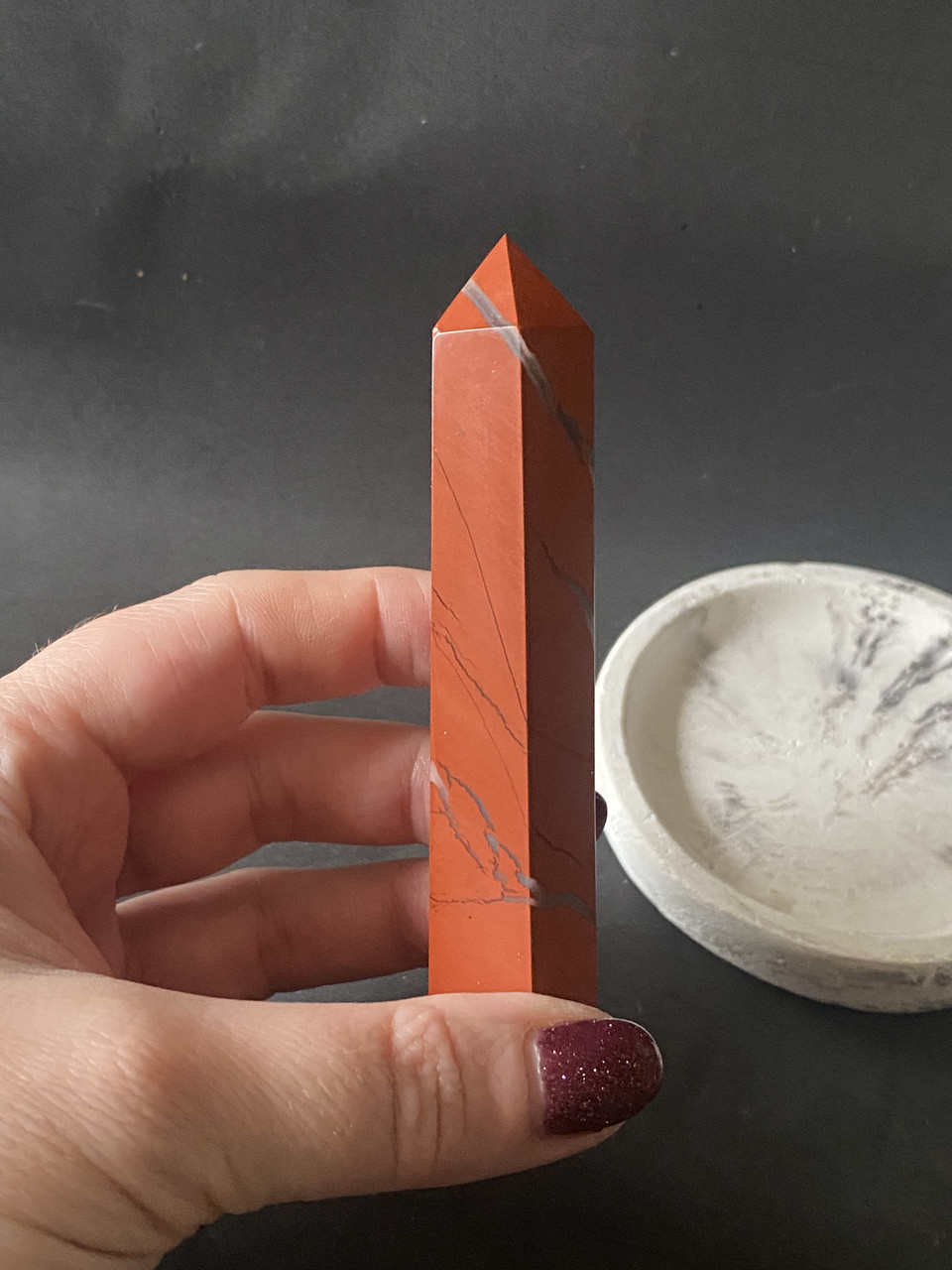 Яшма червона обеліск з натуральної яшми обеліск олівець з каменю яшма з червоної яшми., фото 1