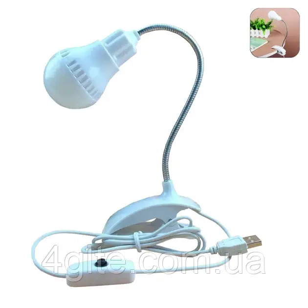 Лампа настільна світлодіодна з прищіпкою і вимикачем USB MY-006, фото 1