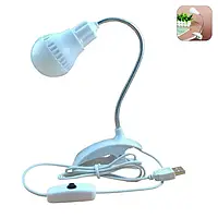 Лампа настільна світлодіодна з прищіпкою і вимикачем USB MY-006