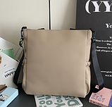 Сумка шкільна шопер з Ведмедиком бежева містка в корейському стилі Y2K Korni, фото 3