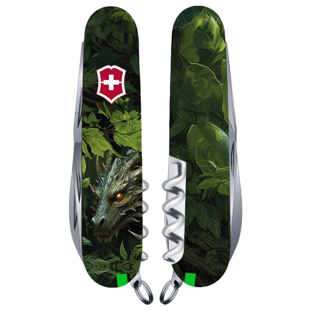 Ніж "Victorinox" Huntsman Zodiac 91мм/15функ/штоп/ножн/пила/крюк /Зелений дерев'яний