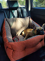 Автокрісло для собак. Помаранчове із сірим 45*50 см