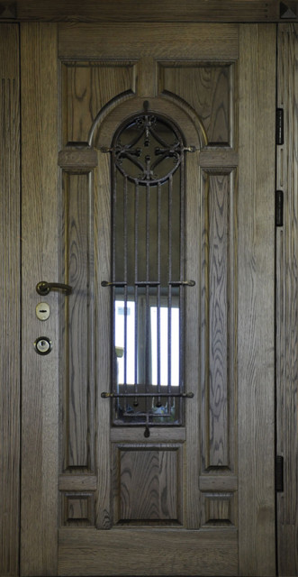 Двері вхідні з дубовими накладками д2