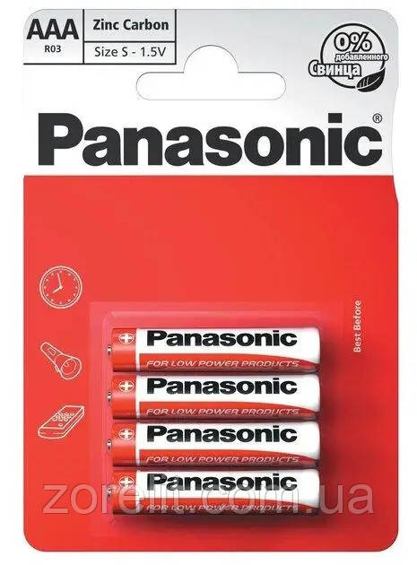 Батарейка PANASONIC R03 AAA RED ZINC ціна за 1 блістер