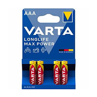 Батарейки VARTA MAX T./LONGLIFE MAX POWER AAA BLI 4 ALKALINE (4 шт.) ДЖОС 7703101404