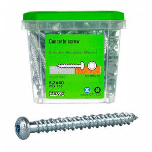 Шуруп ESSVE по бетону, 6,3*50, цілий.ТХ30 (100 шт/уп)